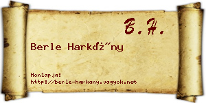 Berle Harkány névjegykártya